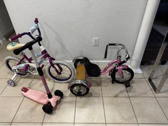 The three items for $49—the tricycle alone is worth $90. Good condition