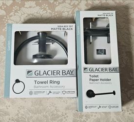 Bathroom Accessory Set 2 Piece Matte Black