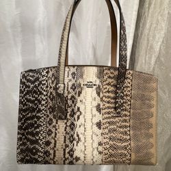 Coach Taupe Genuine Snake Leather Handbag – Chic Designer Bag