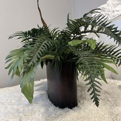 Large Artificial Tropical Plant in Dark Wood Pot – Elegant Home Decor