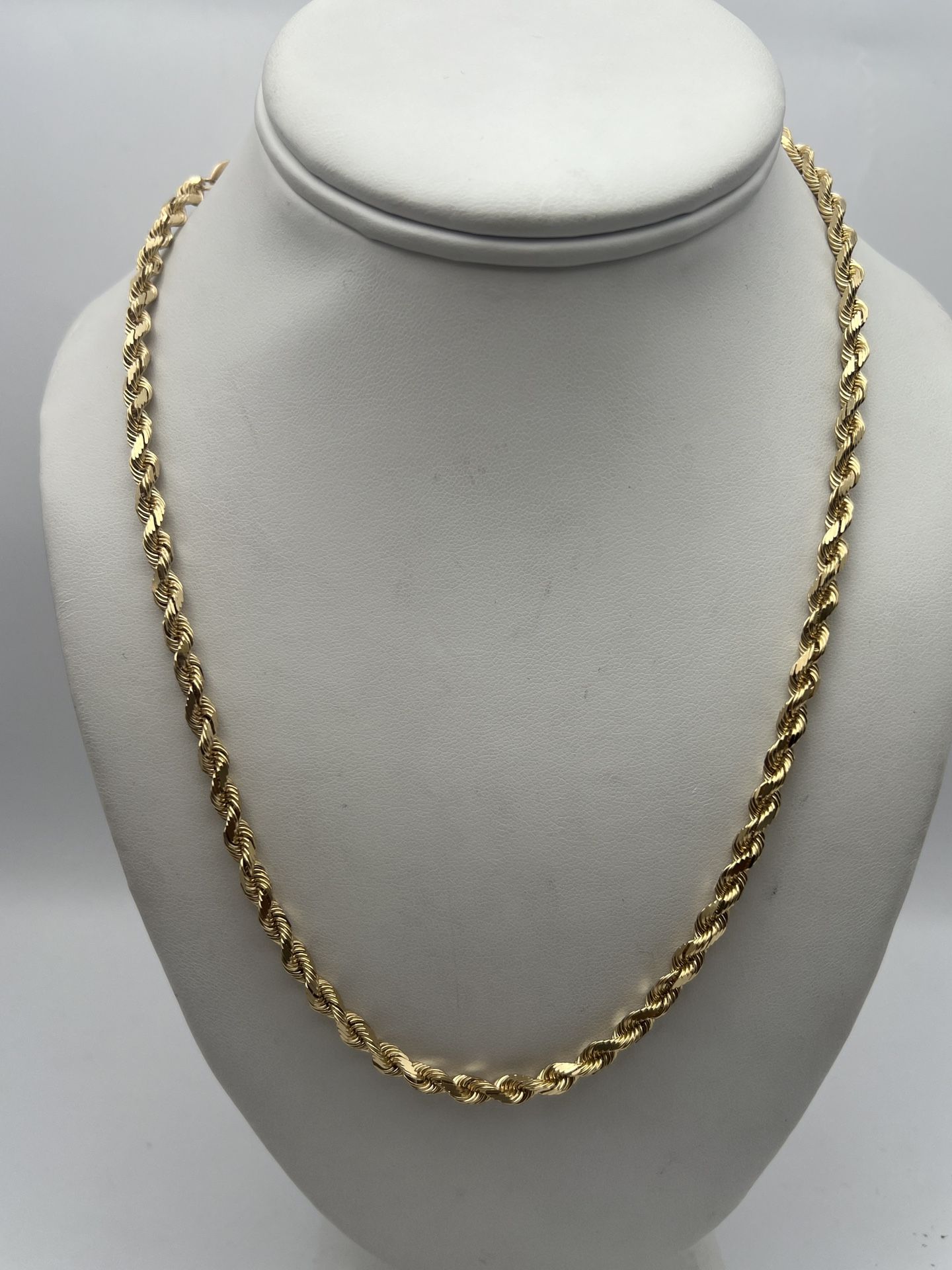 14k Yellow Gold Solid 20” 4.25mm Rope Chain