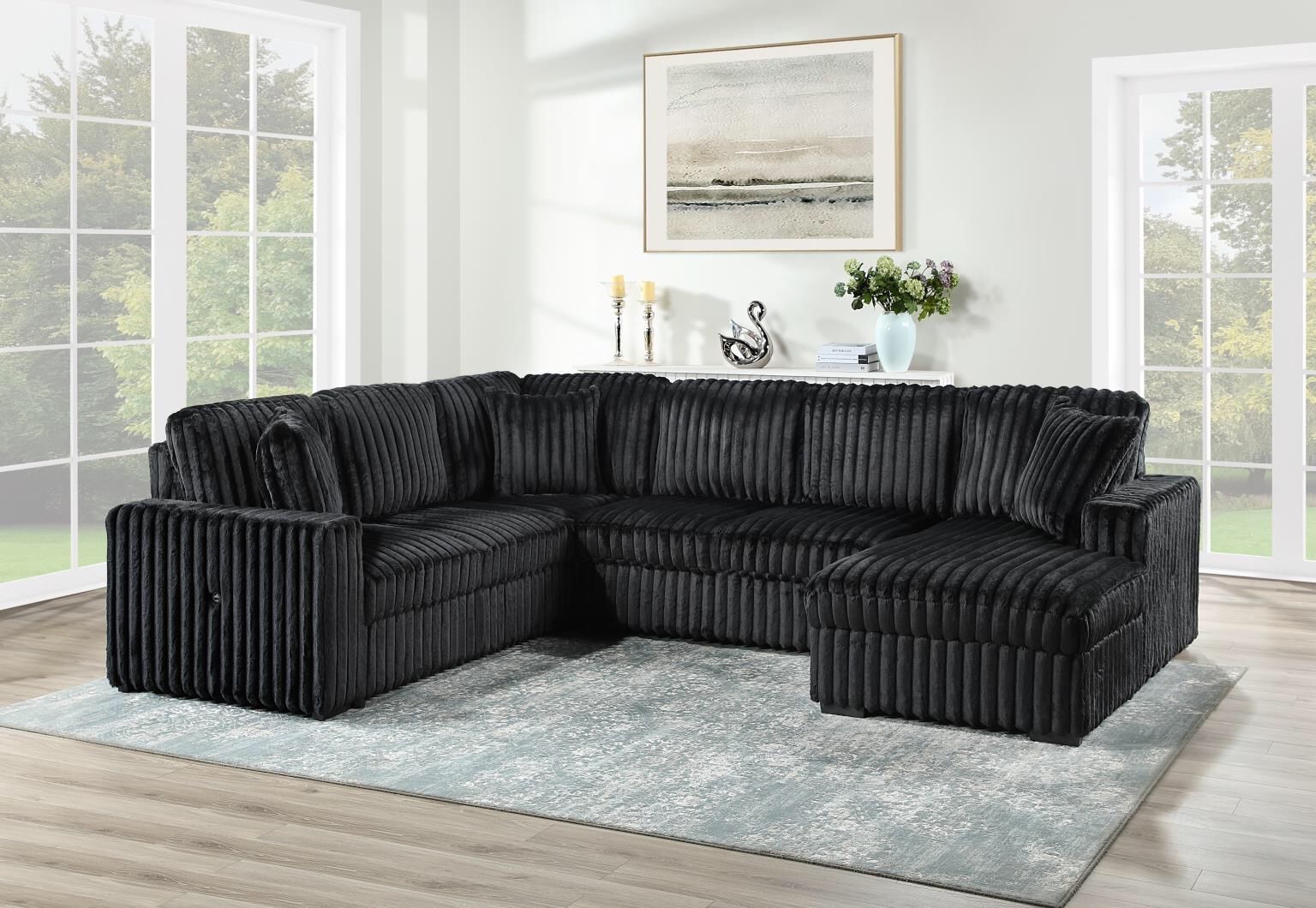 All New Black Sectional 122 Inches Wide 94 Inches