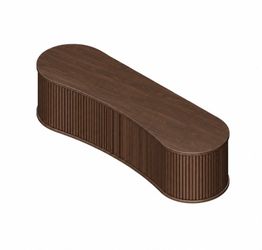 dark walnut coffee Table, Modern Oval Wooden Center Table with Vertical Groove Design, 59x18X15 inch