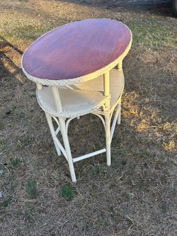 Vintage wicker and wood tiered table