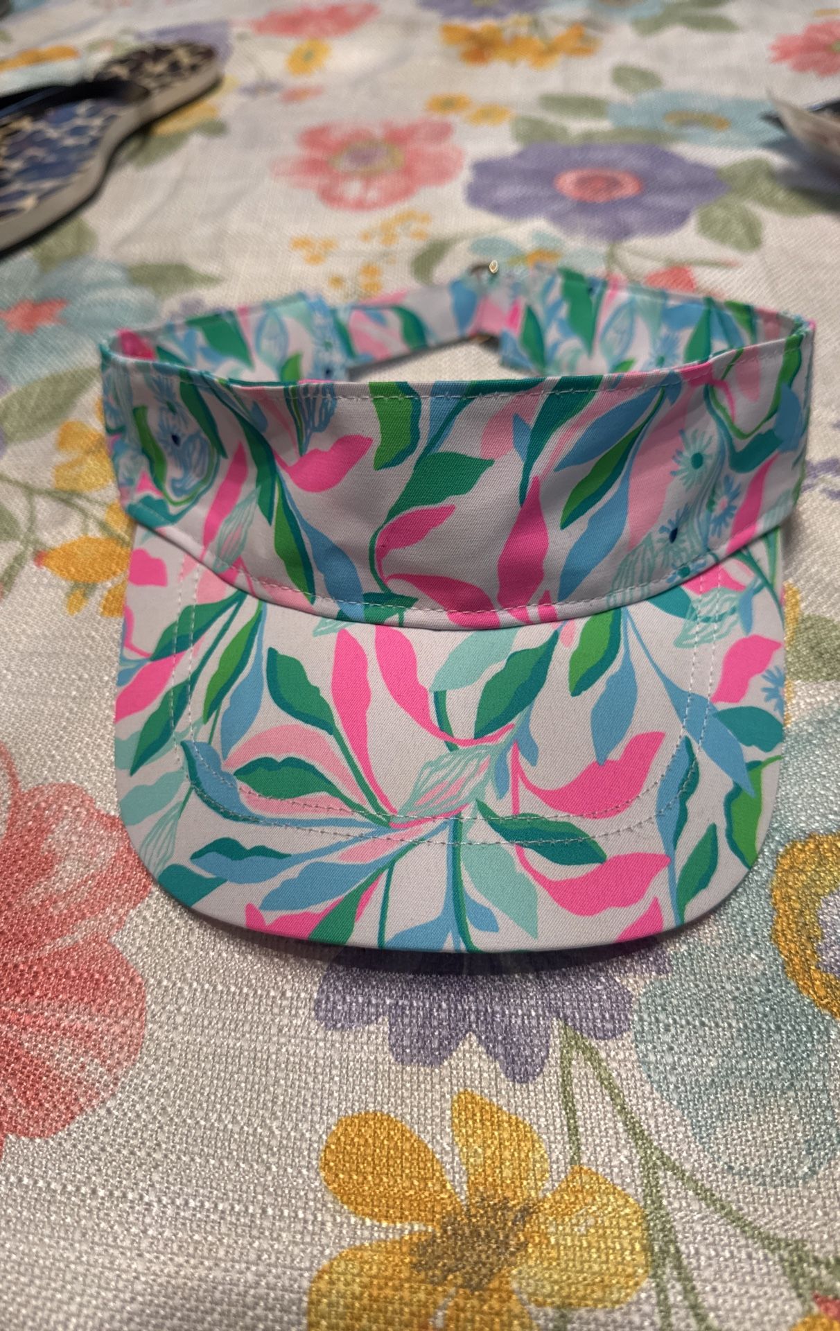 Lilly Pulitzer It's A Match Visor Womens Pink Floral Resort Beach Preppy