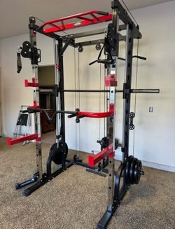 NEW GOLIATH Smith Machine With Pulley System  Add Straight Barbell, Bench  , Attachments For Your Weights
