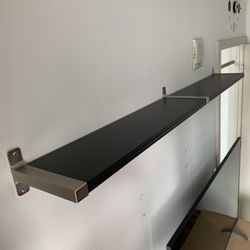 (2) IKEA Bergshult Shelves (Black-Brown) w/ Metal Brackets