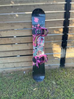 Women's Snowboard with Bindings - Pink Splatter Design