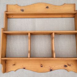 Solid Wood Hanging Shelf Storage Shelving Unit Coat Hat Hooks