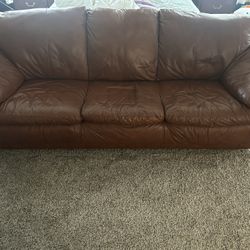 Brown Leather Couch – Plush & Comfy