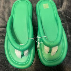 Green Flat Flip Flops