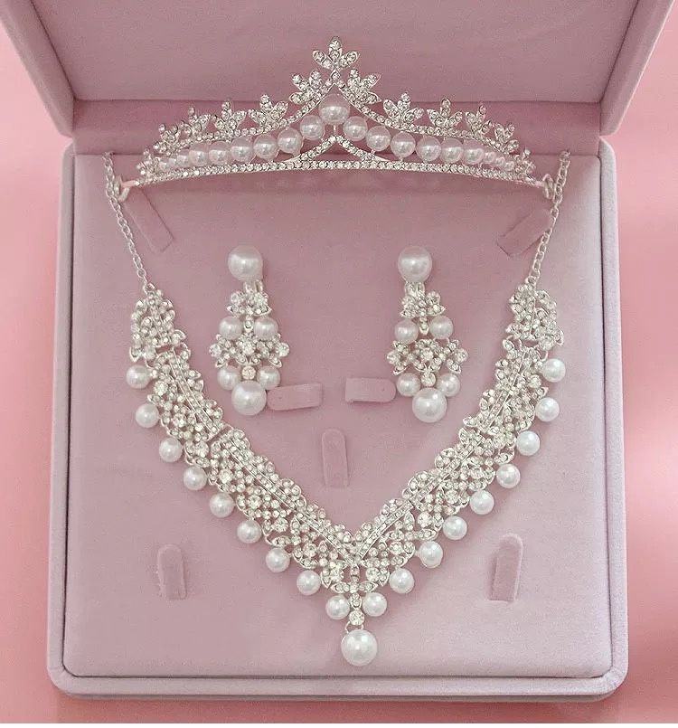 Wedding Jewelry Set Necklace Earrings & Tiara
