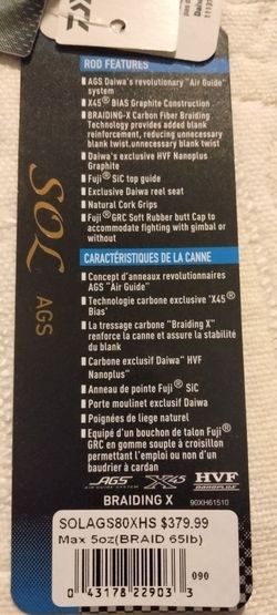 Daiwa Sol AGS 8' Spinning Rod ( Other listings Accurate Avet Shimano Van Staal Talaria)