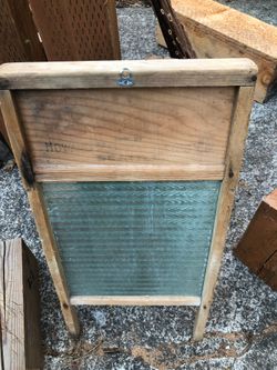 Antique wash board with glass
