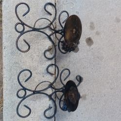2 Wrought Iron Hanging Candle Holders