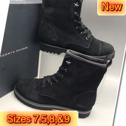 Tommy Hilfiger Combat Black suede Women’s boots