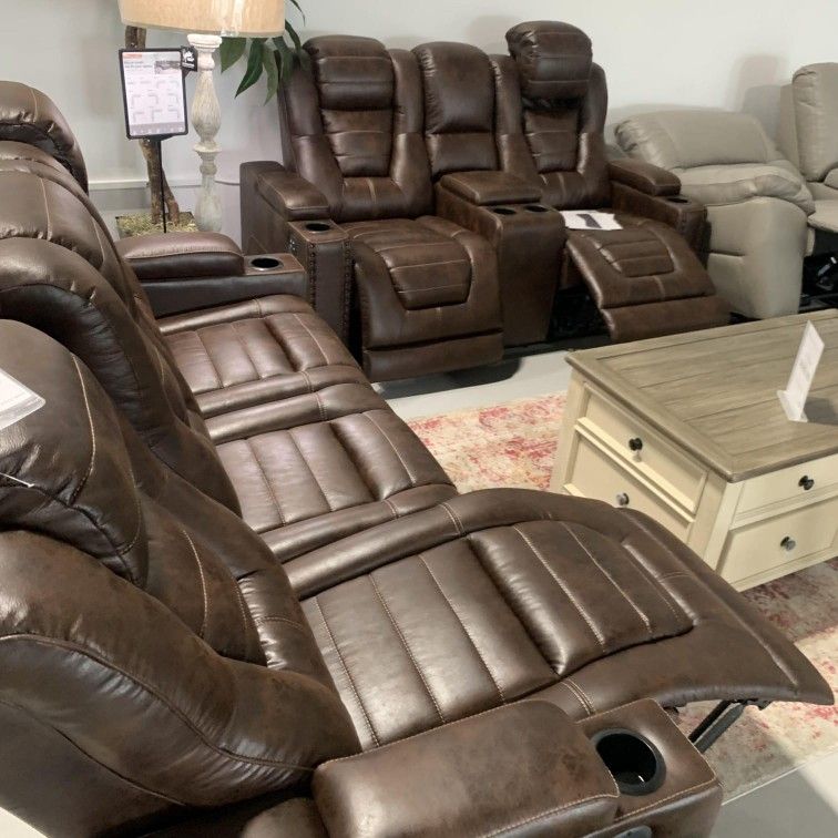 Real Leather Power Reclining Sofas and Loveseats Finance and Delivery Available