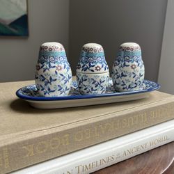 Vintage Handcrafted Boleslawiec Condiment Set ( firm on price )