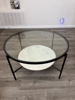 Ashley Furniture 34” Round Glass Coffee Table