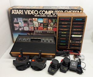 Atari 2600 Console Original 6 switch Console In Box W/ Case & Games WORKING lot