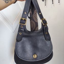 Black Vintage Genuine Leather Saddle Bag Unbranded 