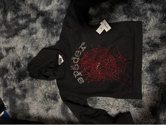 Sp5der hoodie red sparkly web