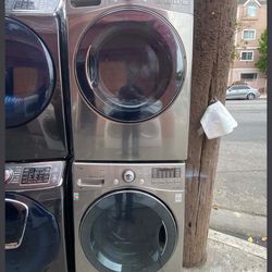 WASHER AND DRYER SET LG STAINLESS STEEL 