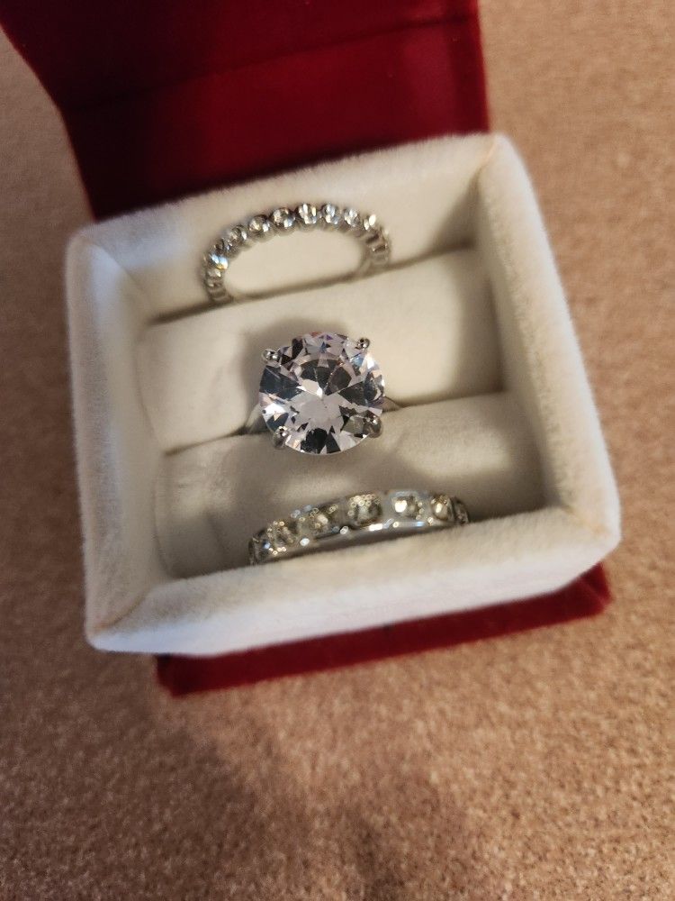 3.5 CT Lab Grown Wedding Set In 14k White Gold Sizeable