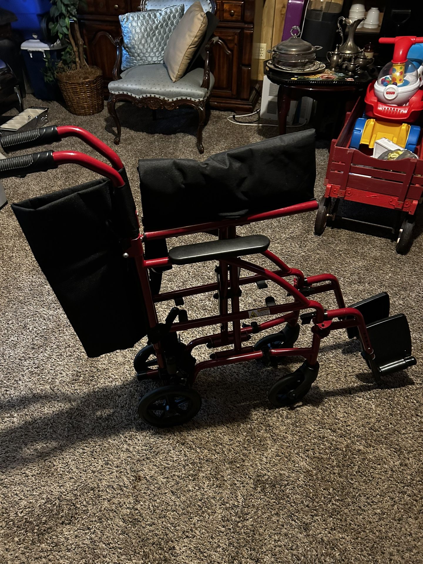Wheelchair- Drive Medical Lightweight 19” Seat Width Transport Wheelchair With Lapbelt + Footrests