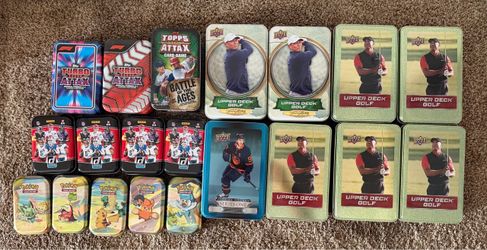 22 Empty Pokémon & Sports Trading Card Tins