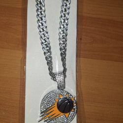 Phoenix Suns Iced Out Rhinestone Pendant Necklace