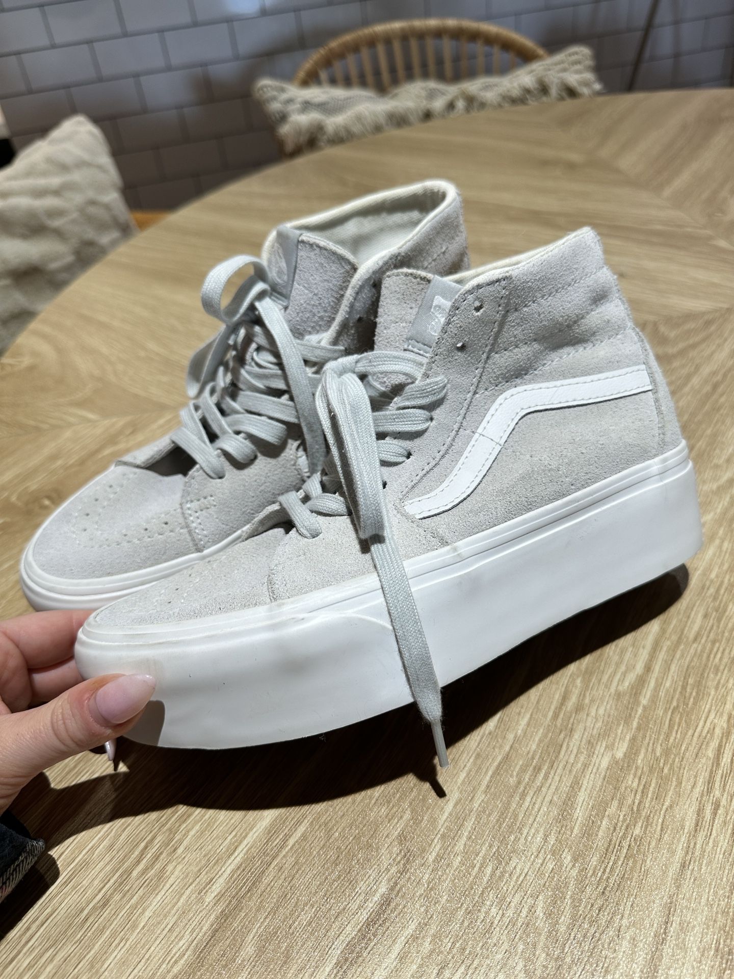 Vans Sk8 Hi Platform Suede Sneakers Light Gray Women's Size