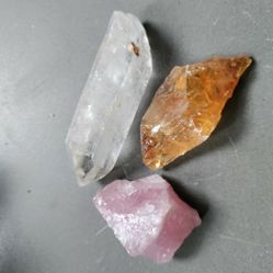 Quartz, Rose Quartz And Citrine Crystal Mineral 