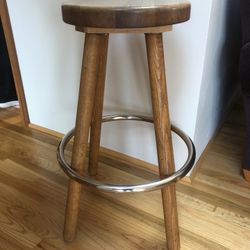 Set Of 5 Oak Bar Stools 