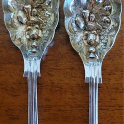 William Adams Sheffield Kings Pattern Silverplate 2-pc Solid Salad Set