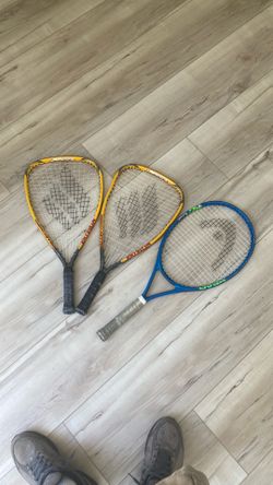 2 Racquetball Racquets and one kids tennis racquet
