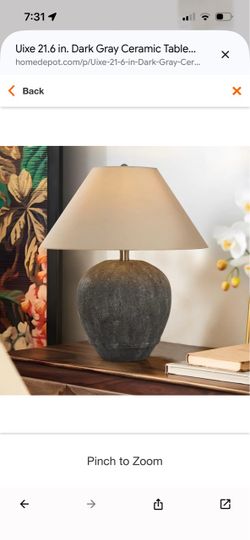 Uixe 21.6 in. Dark Gray Ceramic Table Lamp each $25