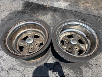 Two Cragar SS 15x10 Chrome rims and caps 5 on 4.75 lugs