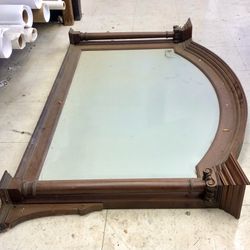 Beveled Glass Mahogany Wood Mirror 50in x 33in