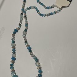 Napier Turquoise Crystal Blue 38” Necklace