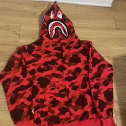BAPE Red Camo Shark Hoodie