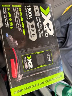 $80 no lowballers 2-IN-1 1500A JUMP STARTER JUMP STARTER & AIR COMPRESSOR 150PSI AIR COMPRESSOR JUMP STARTS MOTORCYCLES, ATVs, UTVs, PWCs,