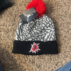 JORDAN BEANIE (RED AND GREY)
