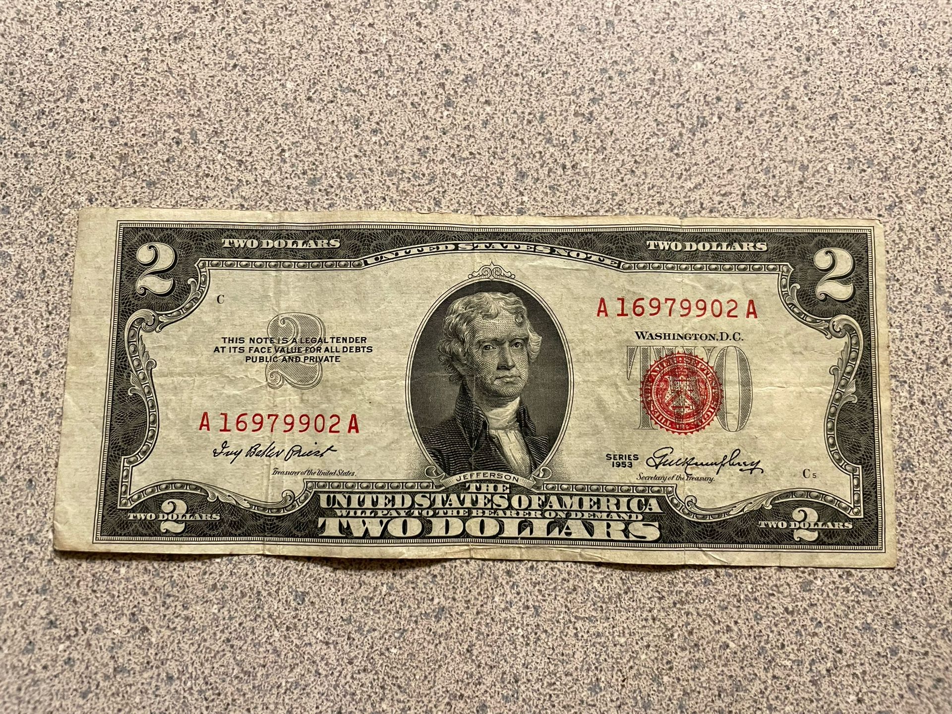 Red Seal Bill Two Dollar😎