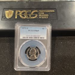 1972 S Gem Proof Jefferson Nickel Graded At PR69 With A Lustrous Finish 12-19