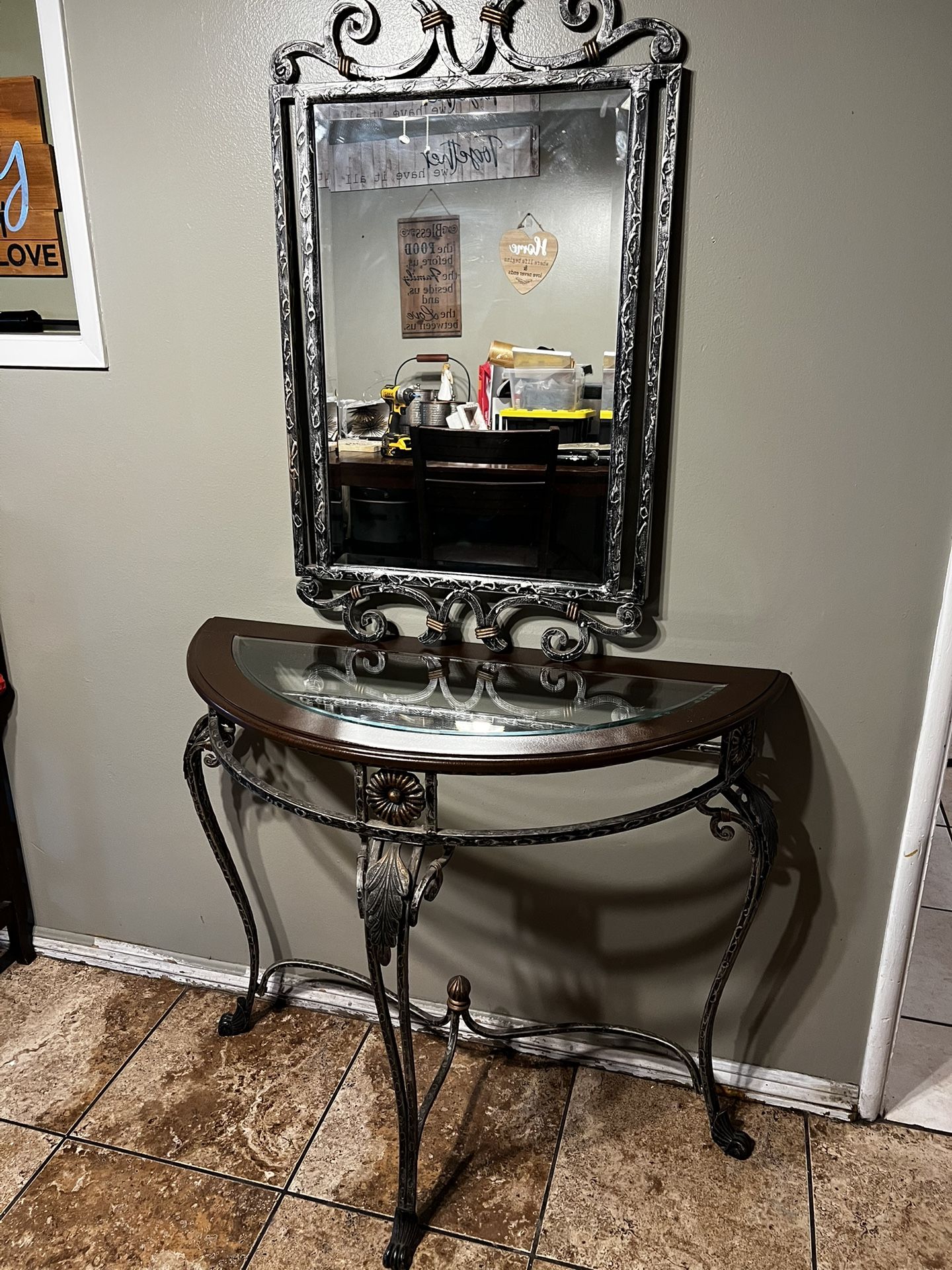 Entry Way Table With Mirror