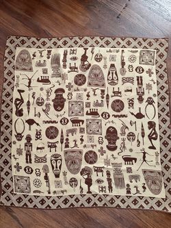 Vintage Adrienne Vittadini Silk scarf African-inspired tribal art illustrations 31*31”