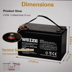 Weize 12V 100Ah Deep Cycle Battery 