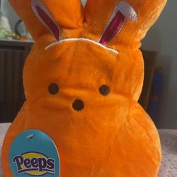Peeps 12” Easter Pet Squeaky Toy Bunny Ears Orange
