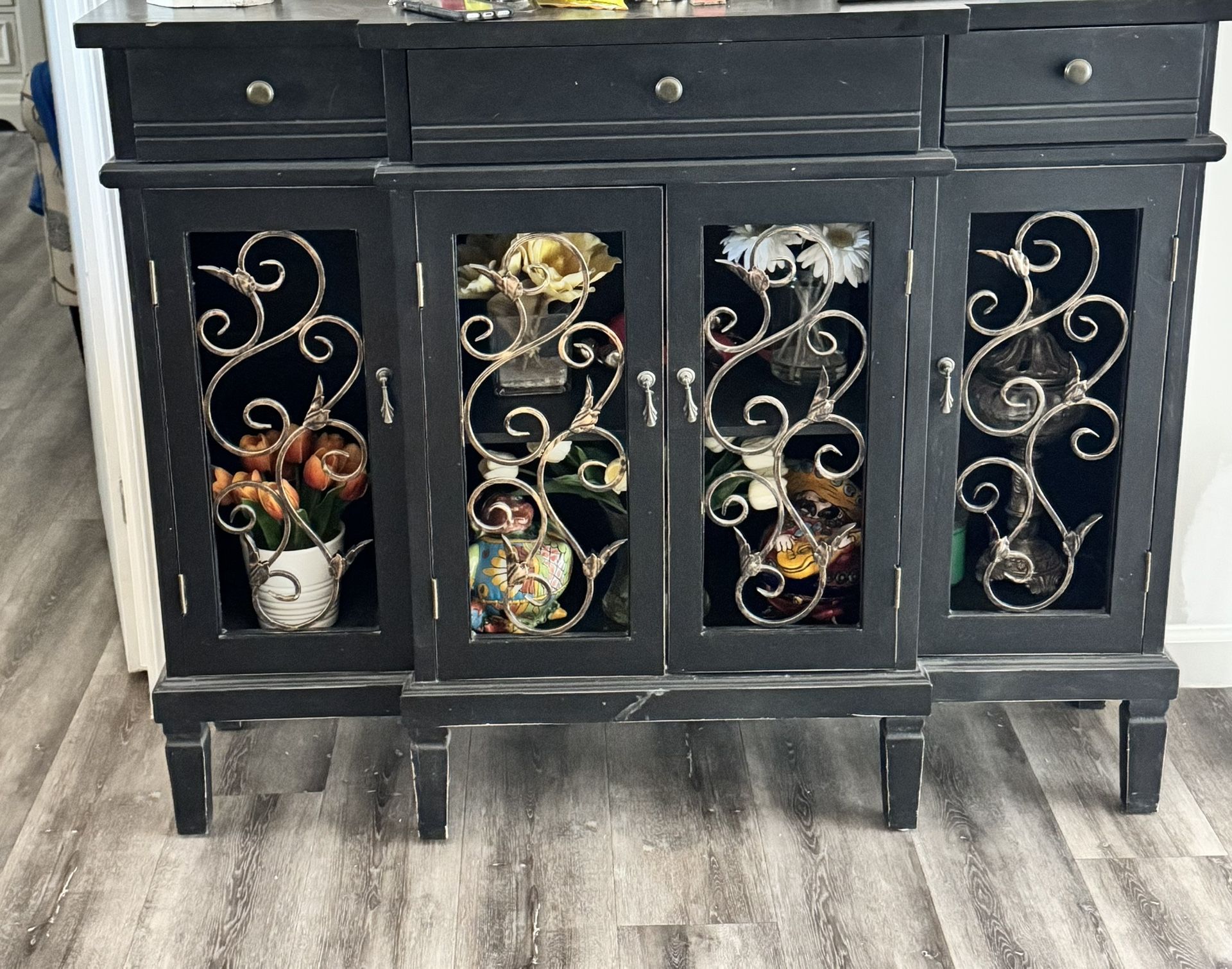 Black & Gold Hallway Storage Cabinet
